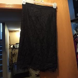 Black lace fitted skirt